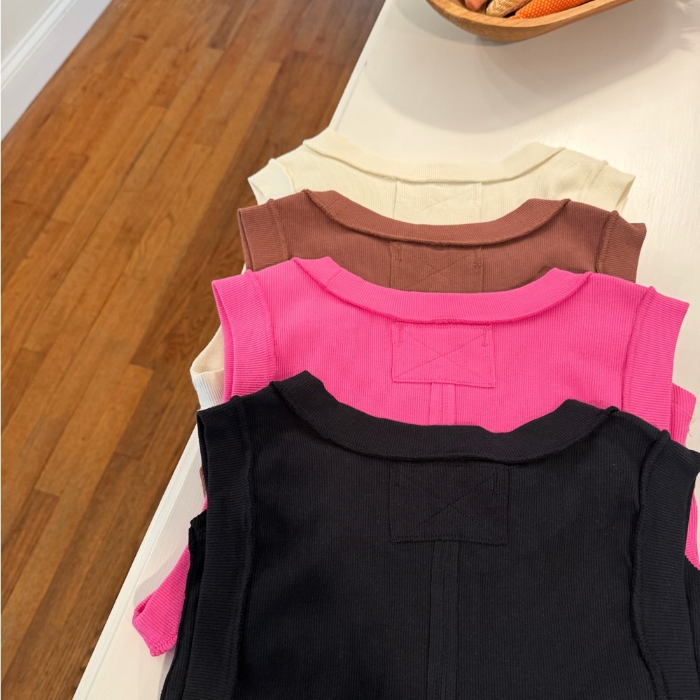 We The Free Ribbed Tank Top Set - Black, Hot Pink, Brown, Cream